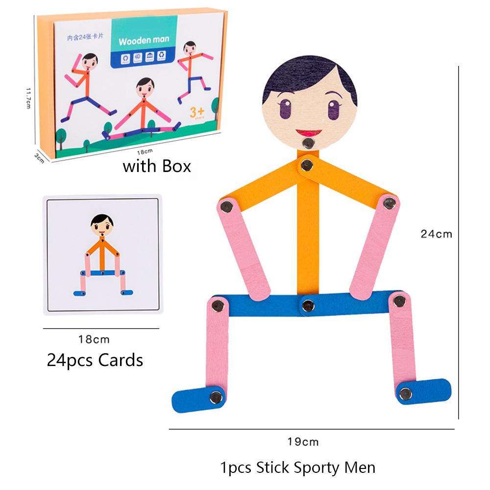 Sport Wooden Man Material DIY Puzzle Toys Boards Educational Game Early Learning Toy for Children Preschool Fine Motor Training