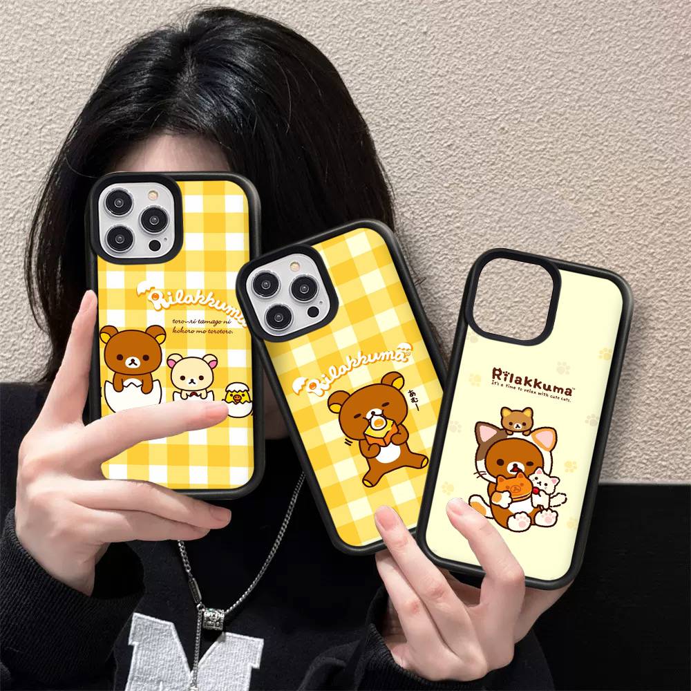 Rilakkuma Расслабленный Медведь Для iPhone 17 16 Pro Max Air 15 14 13 12 Mini Plus 11 Жесткий PC+TPU Задняя крышка телефона
