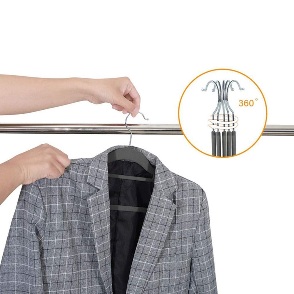 5PCS Black Dress Rack Non-slip Flocked Clothes Hangers Adult Hanger Coat Holder Velvet Hangers