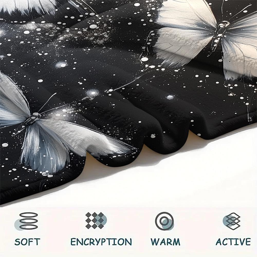 Dark Butterflies Print Flannel Blanket, High quality Comfortable for All Seasons, Home Decor, Warmth and Comfort