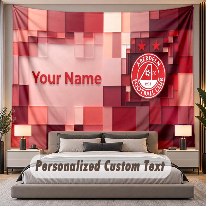 Custom Name Text Tapestry Aberdeen FC Personalized Polyester Wall Tapestry For Bedroom And Room