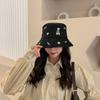 Hat Female Embroidery Cartoon Bear Bucket Hat Versatile Sunscreen Sun Hat Student Face Cover Spring and Autumn Basin Hat Tide