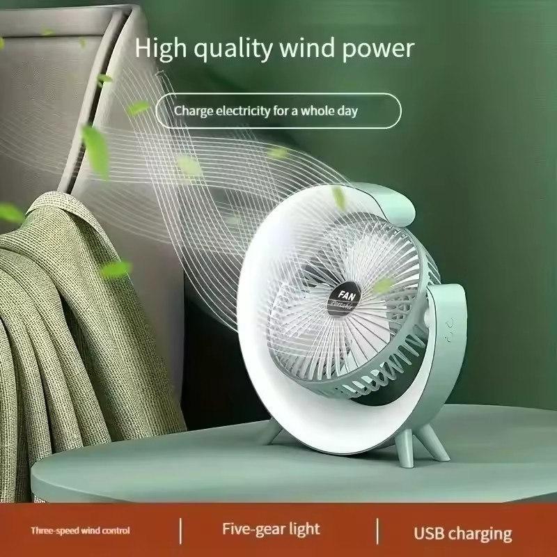 USB Desk Fan 3 Speeds with Colorful Light Personal Fan 180 Degree Rotatable Desktop Fan for Home Office Bedroom Dorm Summer Gift