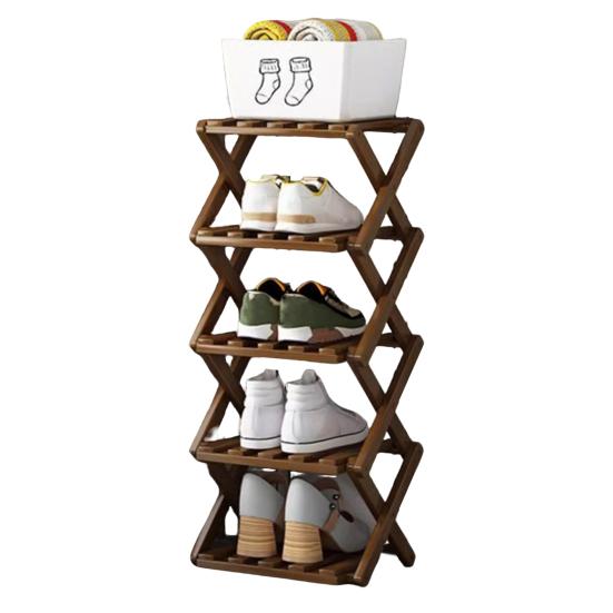 Многоуровневая складная бамбуковая полка для обуви без сборки, узкая, экономичная, для прихожей, кладовки, общежития