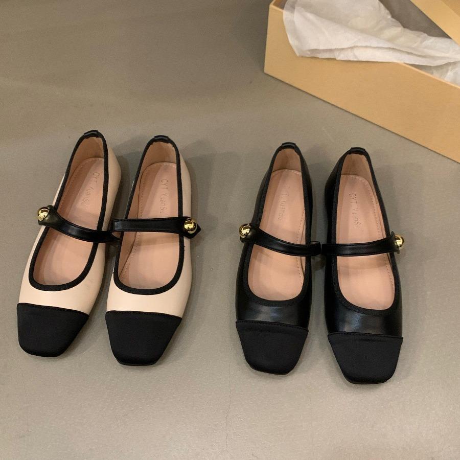 Flat-bottomed Square-headed French Mary Jane Single Shoes Women's Shoes 2025 New Summer Xiaoxiangfeng Soft-soled Beanie Ladyshoes