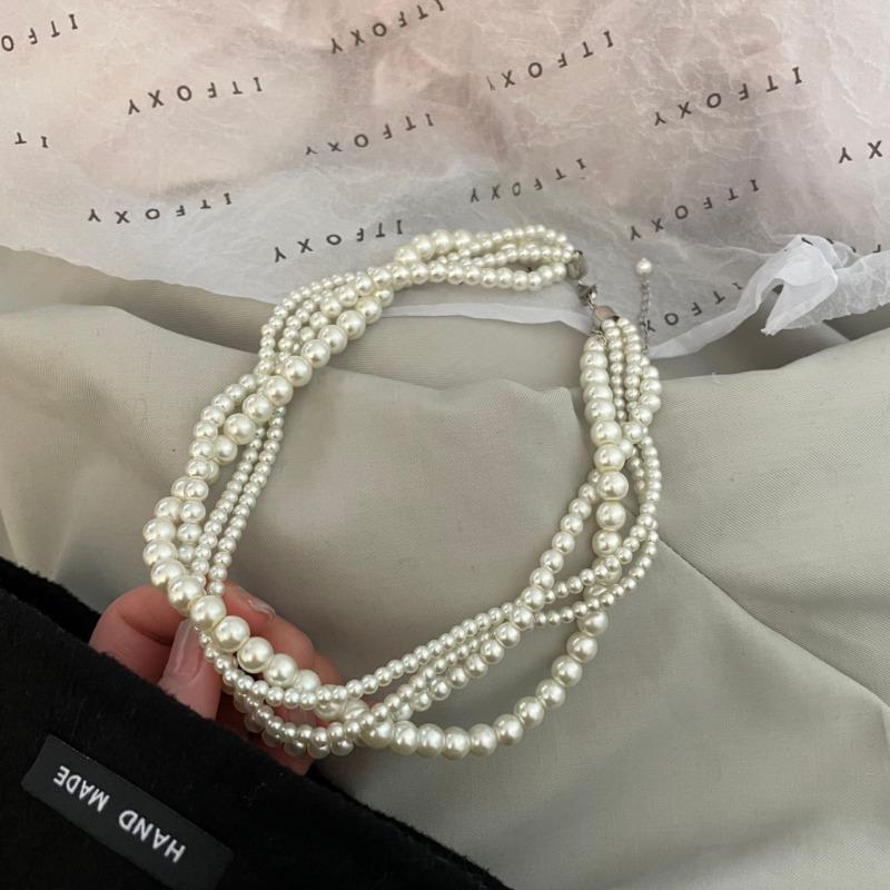 Богемский жемчуг многослойное ожерелье для женщин вечерние роскошные барочные жемчужные ожерелья дамы французская мода свадьба ключичная цепочка девушки шея ювелирные изделия