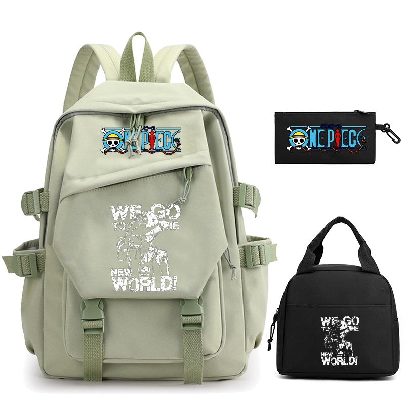 3 шт./компл., цельный нейлоновый рюкзак в стиле аниме с сумкой для обеда для девочек и мальчиков, школьный рюкзак для мужчин и женщин, дорожная сумка для отдыха