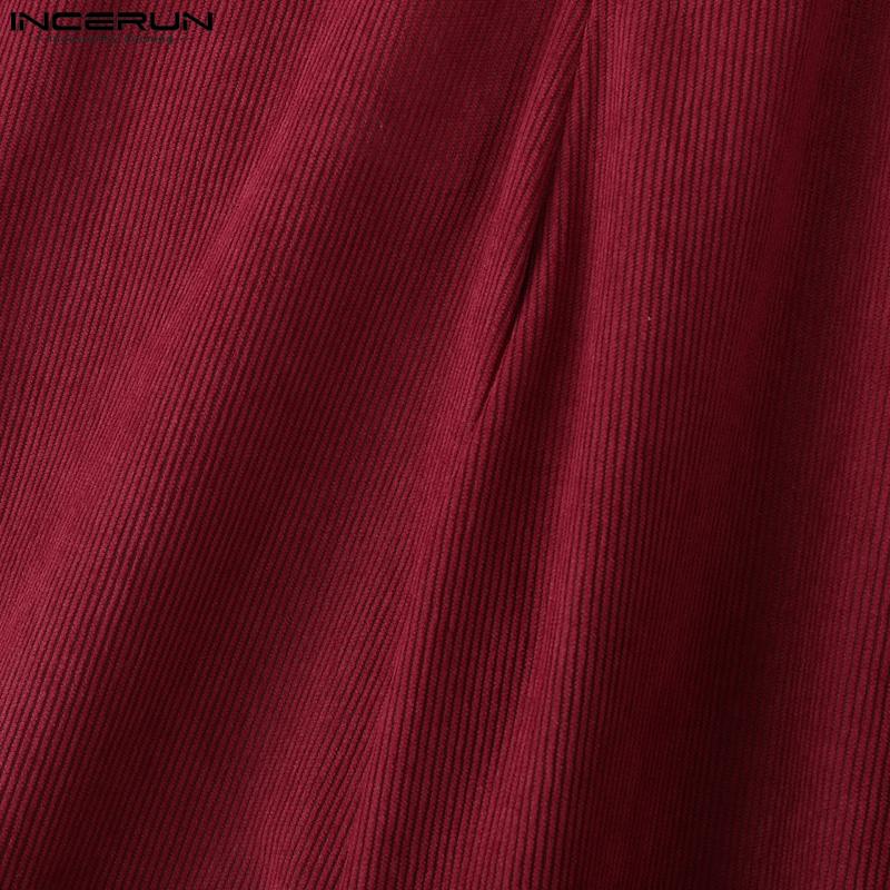 INCERUN Осенние мужские повседневные свободные брюки с эластичной талией на молнии, с оборками и широкими штанинами