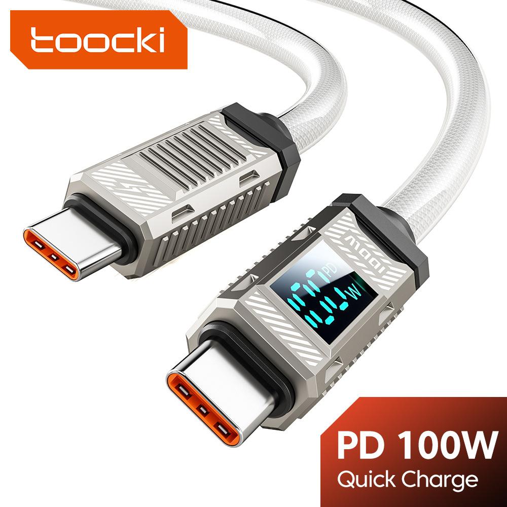 Toocki PD 100W USB-C to USB-C Cable, Digital Display, Zinc Alloy, Fast Charging for iPhone 15 16 Huawei