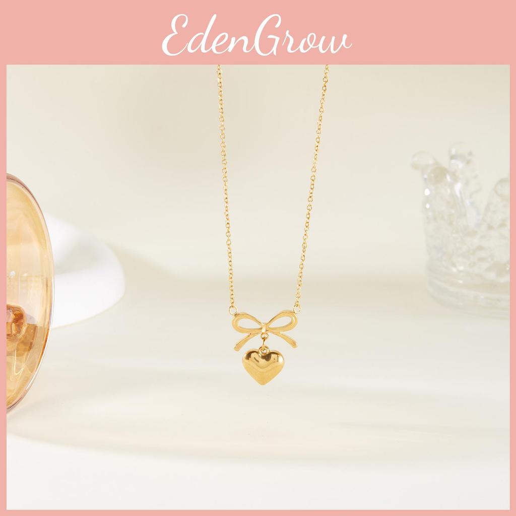 Элегантное ожерелье-подвеска в форме сердца с дизайном банта-бабочки из нержавеющей стали для повседневной носки