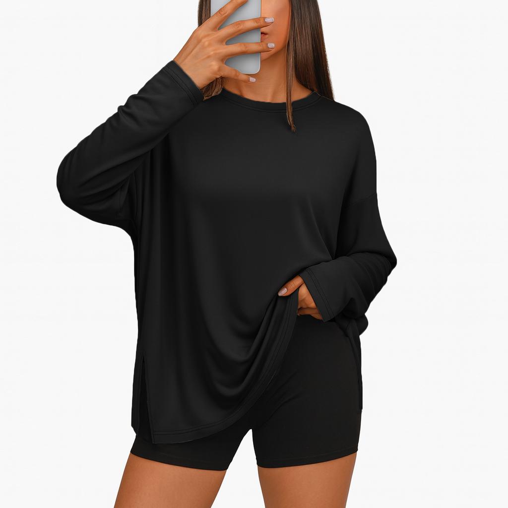 Womens Oversized Long Sleeve T Shirts  Basic Crewneck Tee Fall Tops Casual Pullover