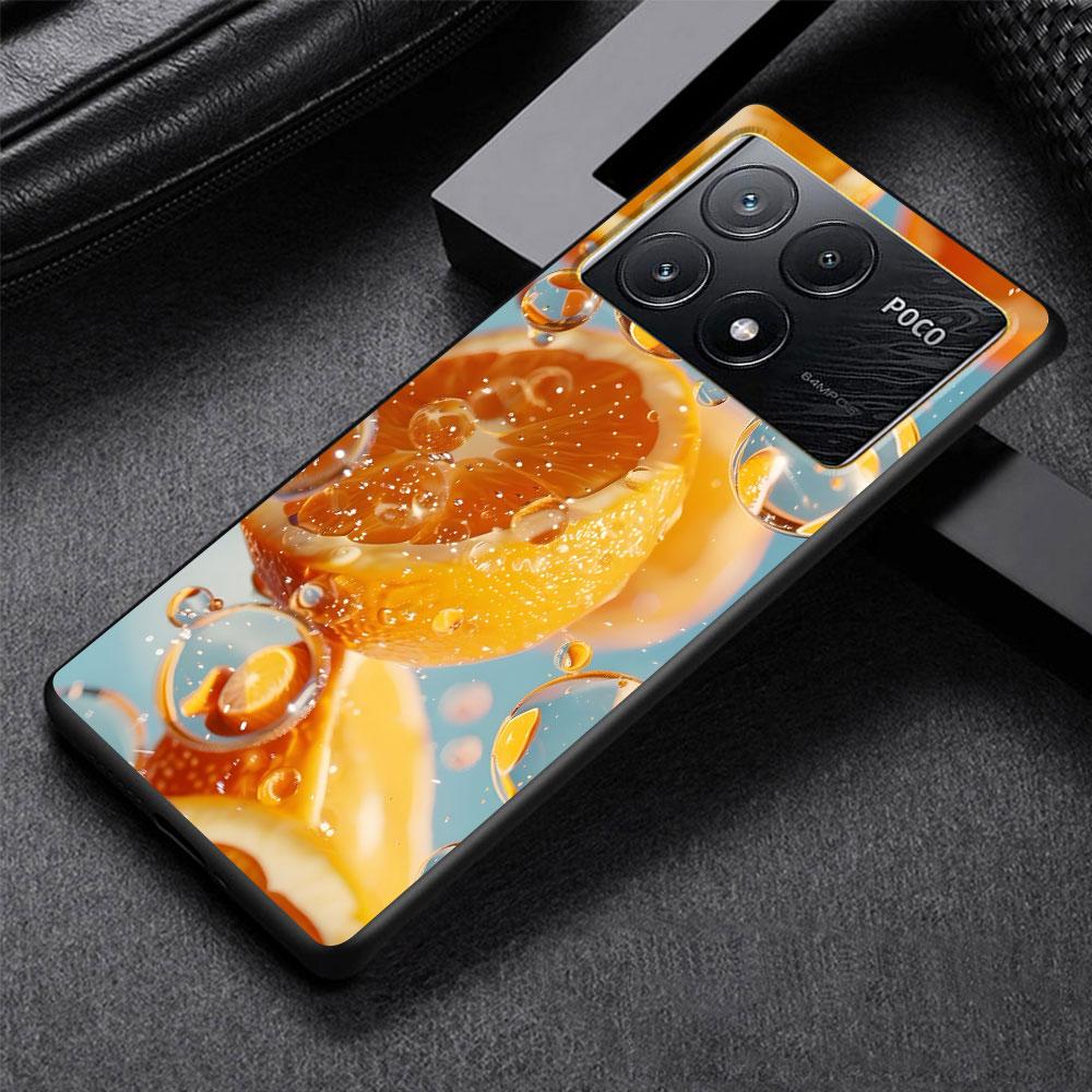 Чехол-кошелек с принтом апельсина и арбуза для Xiaomi Poco M3 X3 NFC X5 M5s M4 Pro 5G F3, черный силиконовый мягкий чехол для телефона