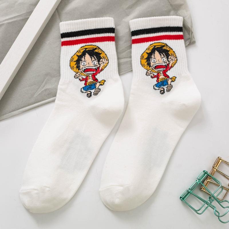 Новинка аниме One Piece: милые и очаровательные носки с изображением Луффи и Чоппера, хлопковые носки-слипы для осеннего сезона, аксессуар для мужчин и женщин.