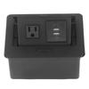 Embedded Desktop Socket with 3 Holes  Outlet Dual USB Ports Power Strip Receptacle AC110V 16A