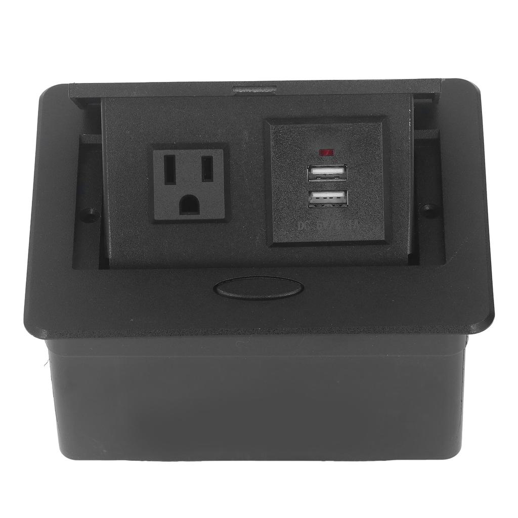 Embedded Desktop Socket with 3 Holes  Outlet Dual USB Ports Power Strip Receptacle AC110V 16A