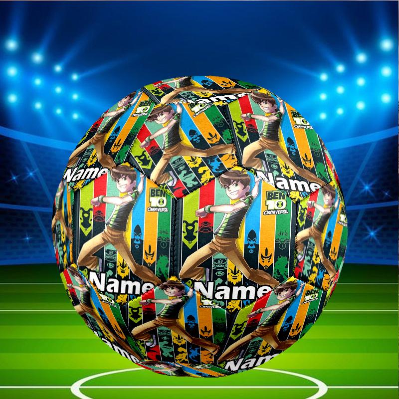 Custom Name Personalized Ben 10 Cartoon Print Size 5 Soccer Ball Training & Match Football, for Team, Kicking, Gift for Football