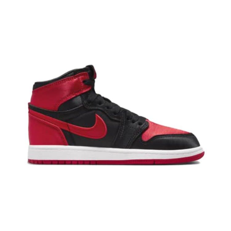 Детские кроссовки Air Jordan 1 Retro High OG PS Satin Bred 2023 Черный Университет-Красный Белый FD5304-061