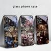 Цветочный Леопардовый Тень Для iPhone 17 Air 16 E 15 Plus 14 Pro Max 13 12 mini 11 5 6 7 8 Plus XR XSMax SE Черный Стеклянный Чехол для Телефона