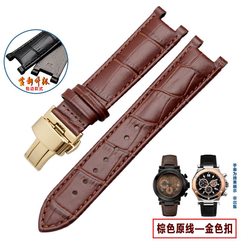 Кожаный ремешок верхнего слоя с тиснением под крокодила из коровьей кожи для YA133309 Gales 20*11 мм 22*13 мм Ремешок для часов Черный Коричневый Мужские аксессуары