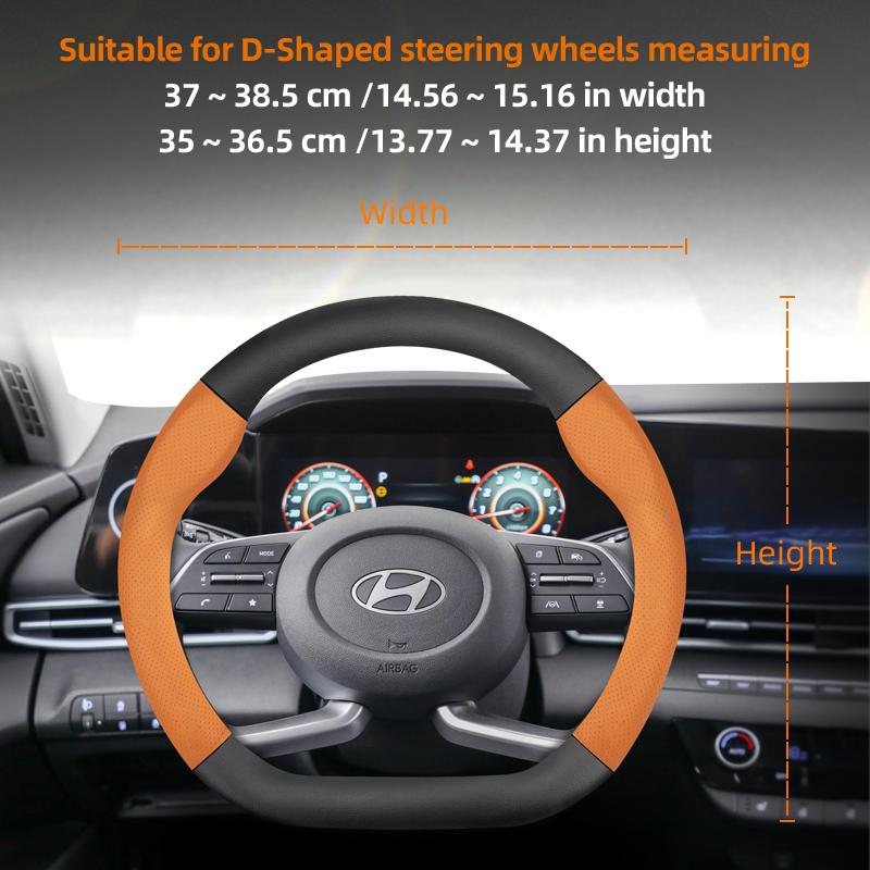 For Hyundai Carbon Fiber Texture Perforated Leather Steering Wheel Cover I30 Tucson Ix35 I20 Solaris Creta I10 Ioniq Getz Accent WW73