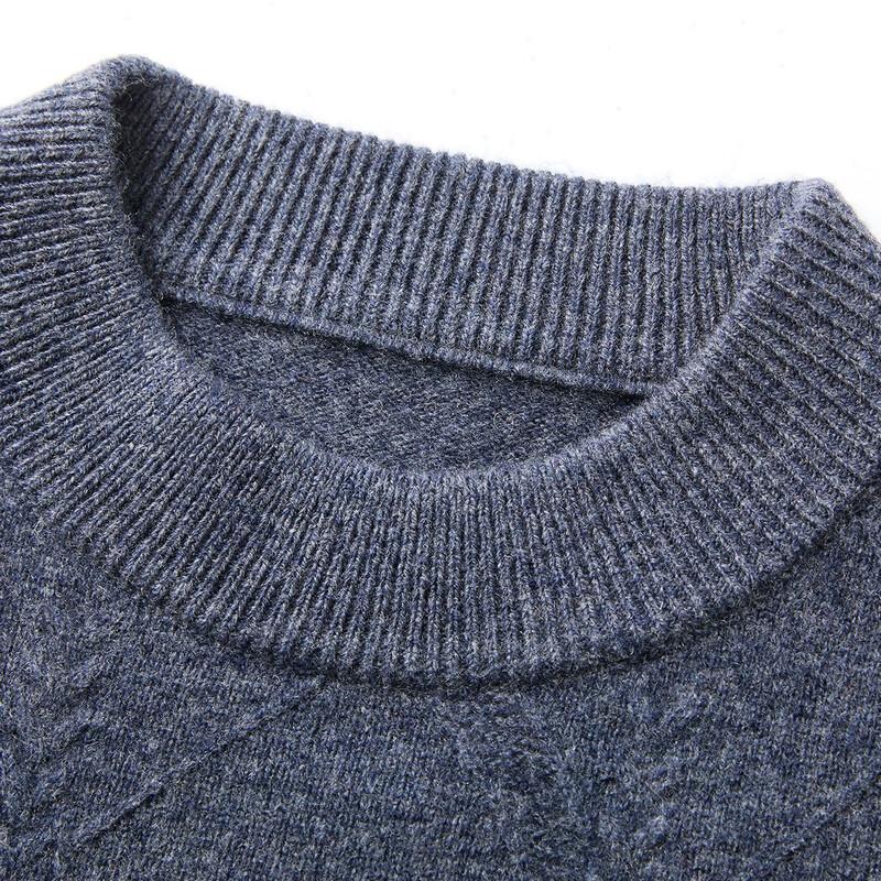 Jinjuan Men's 100% Wool Round Neck Thick Warm Sweater