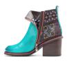 Johnature Ботильоны женские из натуральной кожи ручной работы с набивным рисунком в стиле ретро на толстом каблуке