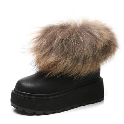 Модные 8 см ботинки из синтетической кожи весна осень мокасины зима плюшевые платформы танкетка каминные модные ботильоны женская обувь