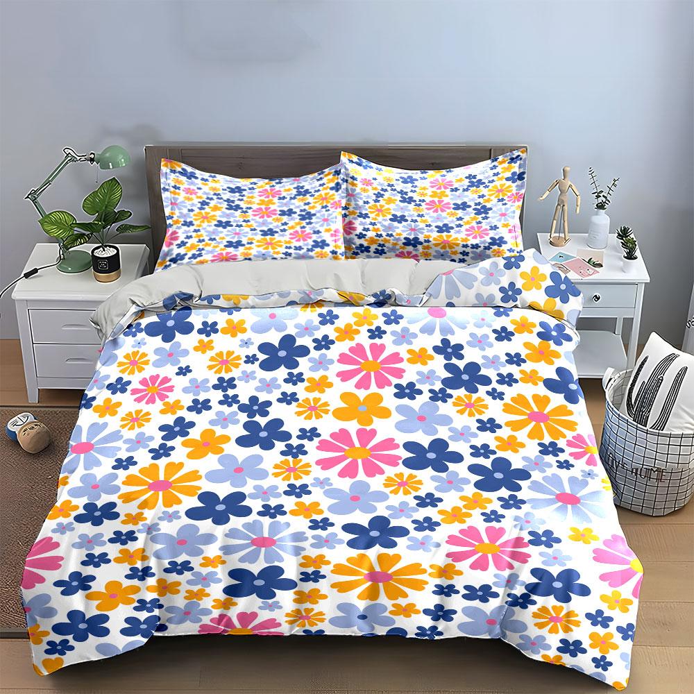 "Colorful Floral Bedding Set" Bedding Duvet Cover Set Duvet Cover Pillowcases (1 * Duvet Cover 2 * Pillowcases, without duvet insert)
