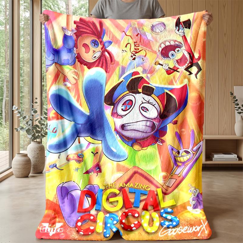 The Amazing Digital Circus Cozy Flannel Blanket, Comfortable Warm Throw Blanket for Bedroom Sofa Home Use