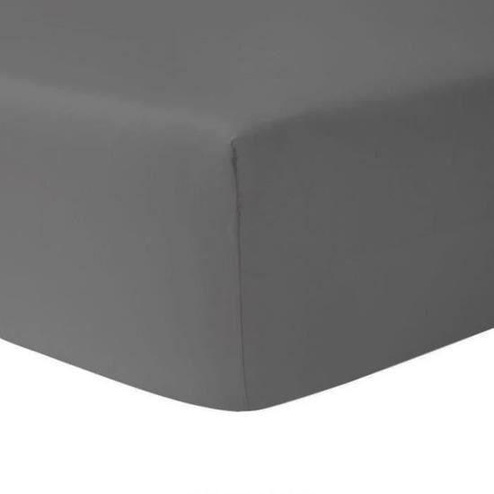 Drap Housse 90 x 190 cm - ANTHRACITE 100% coton 57 fils / cm