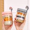 Portable Cereal Breakfast Cups Overnight Oat Glass Cup with Fork Milk Fruit Salad Kitchen Item Food Storage Jars Water Bottle
