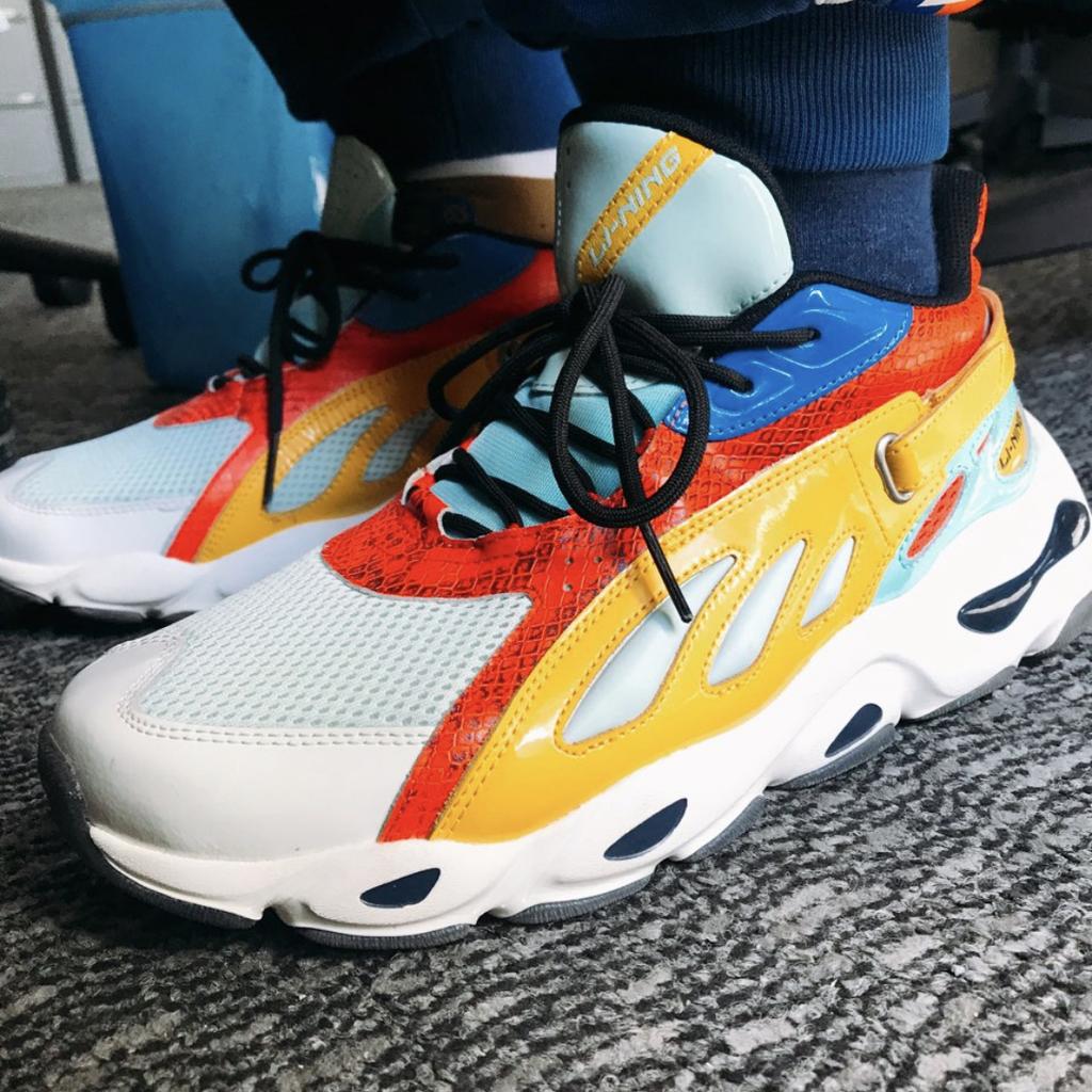 Li Ning Butterfly New York Fashion Week Runway Low-Top Dad Shoes Men Sneakers Red Yellow AGLN069-16