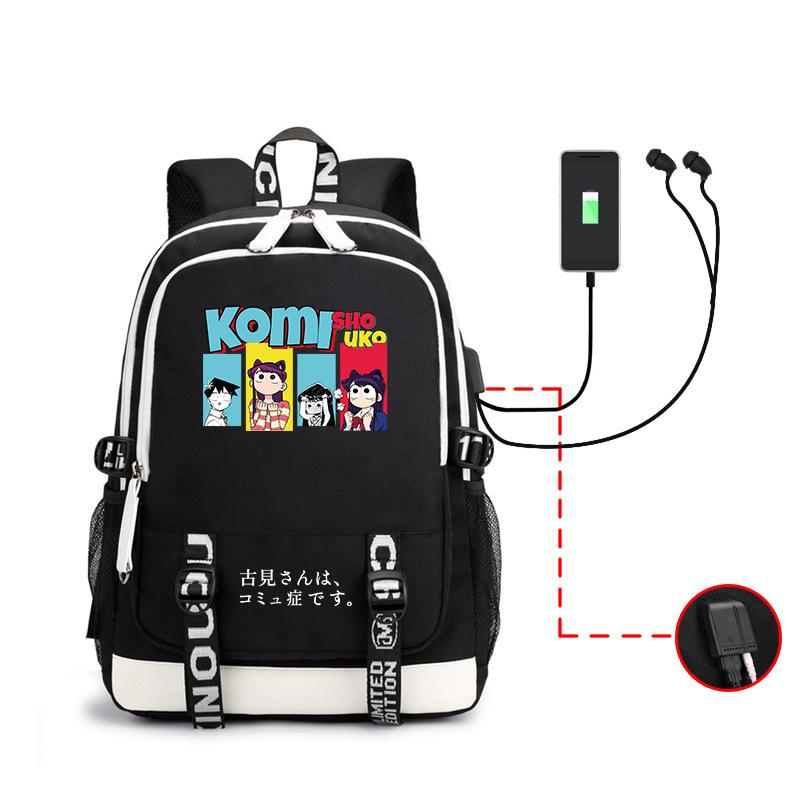 Аниме, У Куми расстройство общения, Рюкзак с мультяшным принтом, USB, Большая вместимость, Студенческая школьная сумка