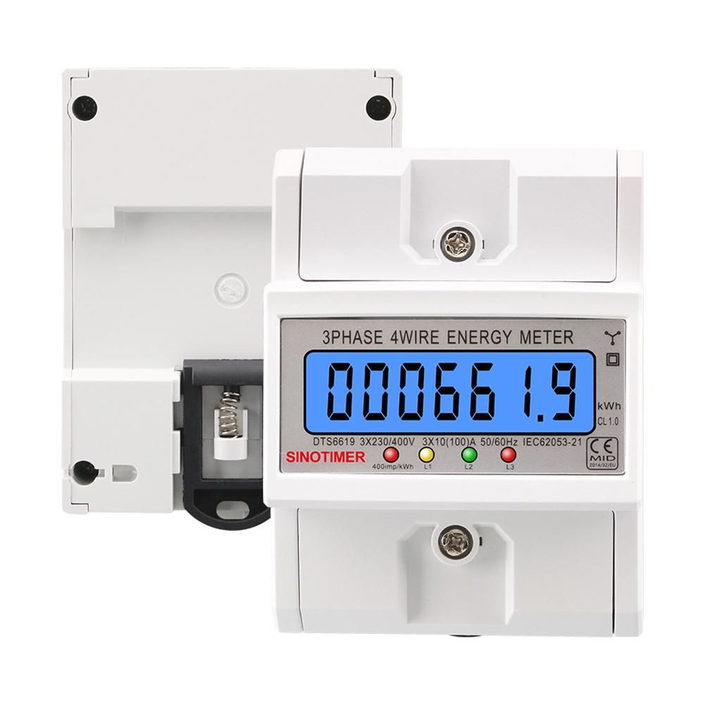 3 Phase 4 Wires Electricity Usage Meter 50/60HZ KWh Meter AC 3*127/220V Energy Consumption Monitor LCD Backlight for Home Office