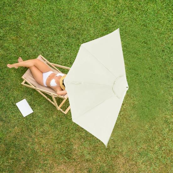 270CM Half Umbrella Replacement Canopy UV Protection Outdoor Garden Patio Backyard Parasol Market Table Top Umbrella Replacement Fabric Cloth Cover