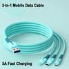 3 в 1 мобильный телефон 5A сверхбыстрая зарядка USB Type-C кабель для зарядки для iPhone, Xiaomi, Android, Huawei Vivo кабель для зарядки