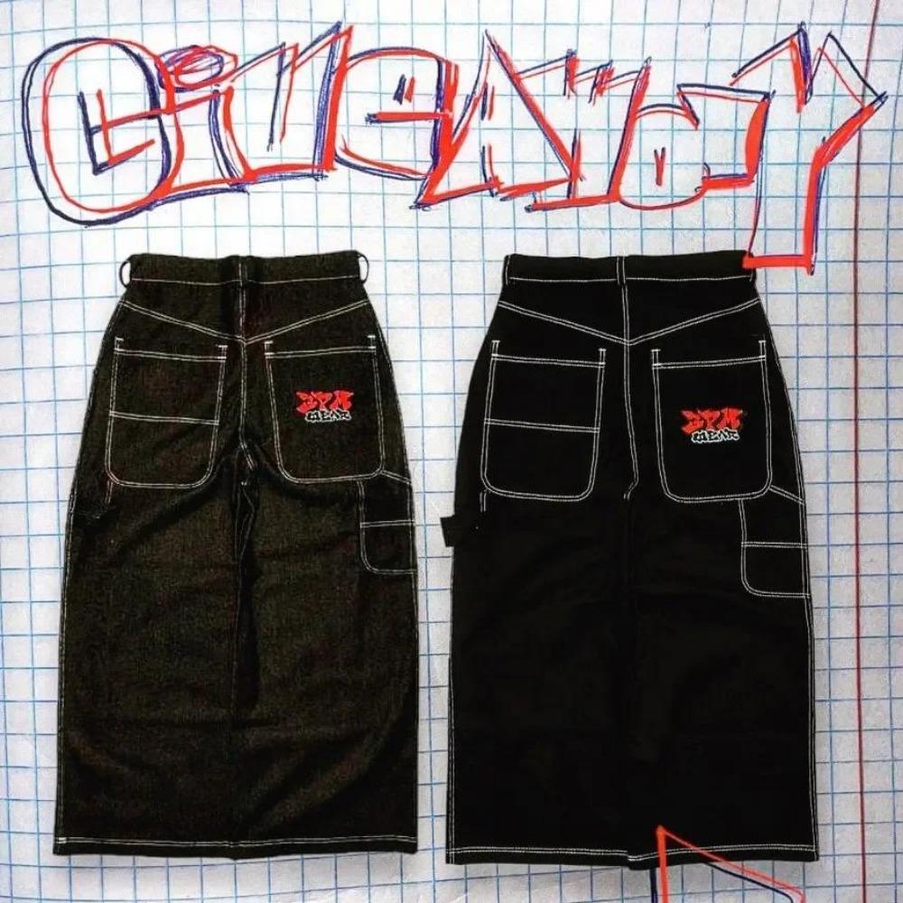 RogueWave Hip Hop Y2k New Color Wexwear Вышитые мешковатые джинсы Уличные джинсы Мужские Женские Широкие Брюки С Высокой Талией Harajuku Черные Брюки