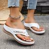 Fashion 2025 Summer New Plus Size Women’s Flip Flops Slippers Outdoor Casual Wedges Metal Decoration Sandals for Daily Beach Slippers