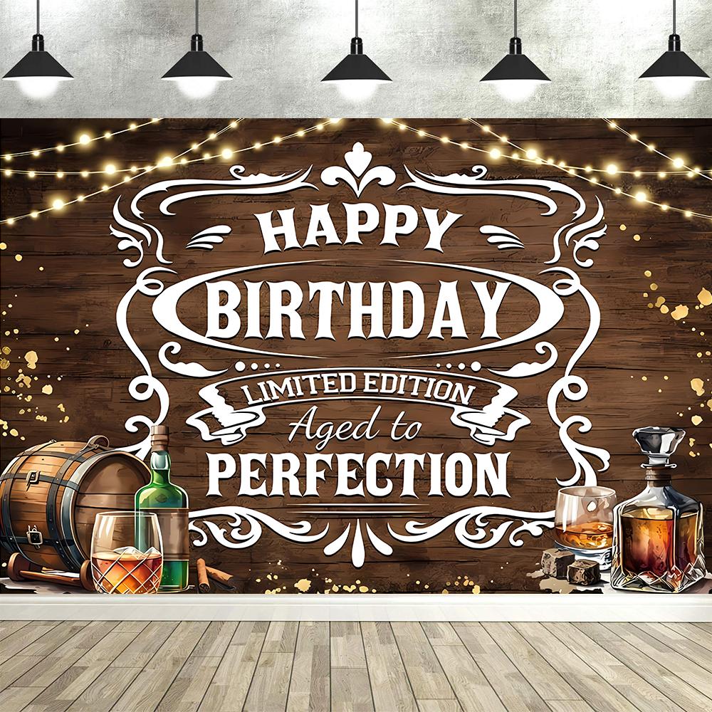 Whiskey Birthday Backdrop Party Decorations Cigar Vintage Wooden Photography Background Whiskey Happy Birthday Banner Supplies564