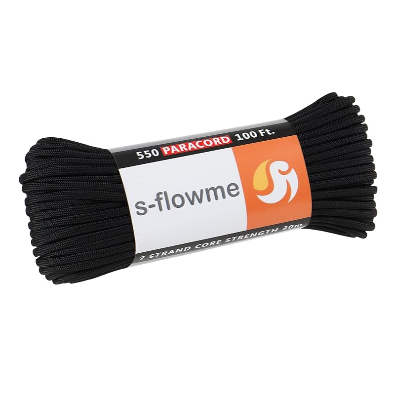 Паракорд S-flowme, 7-жильный, 4 мм x 30 м, грузоподъемность 250 кг, веревка для рукоделия, палатки, аксессуар, браслет, веревка для крепления палатки/тента для кемпинга на открытом воздухе, оттяжка, A01