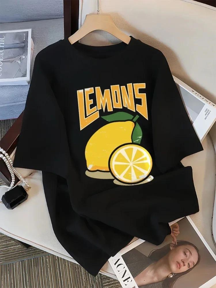 Womens TShirts Summer The Production of Lemon Juice Printing T Shirt Comfortable Soft ONeck Tops Casual Clothes