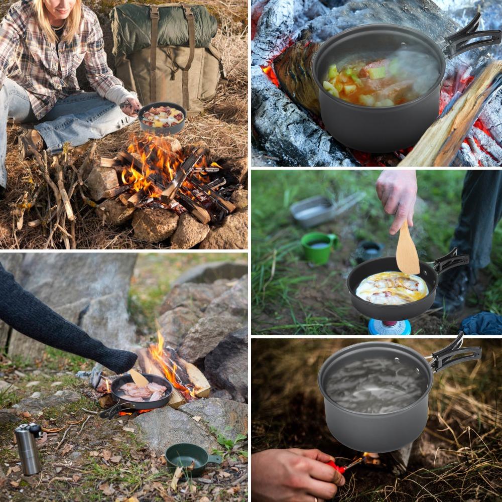 Lightweight Camping Cookware Set Stackable Outdoor Cooking Equipment Portable Cookware Kit  Camping