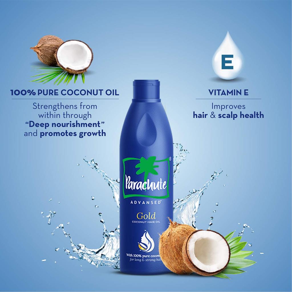 PARACHUTE Advansed Gold Coconut Hair Oil 400ml Pack of 2 | Vitamin E Enriched for Strong Healthy Shiny Hair Nourishment