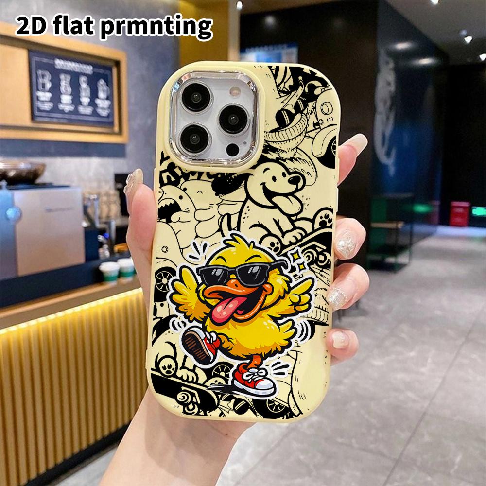 Чехол для телефона: 2D плоский дизайн, подходит для защитного чехла iPhone 18 17 16 15 14 13 Pro, модная классная маленькая желтая уточка, идеально для Рождества и Хэллоуина