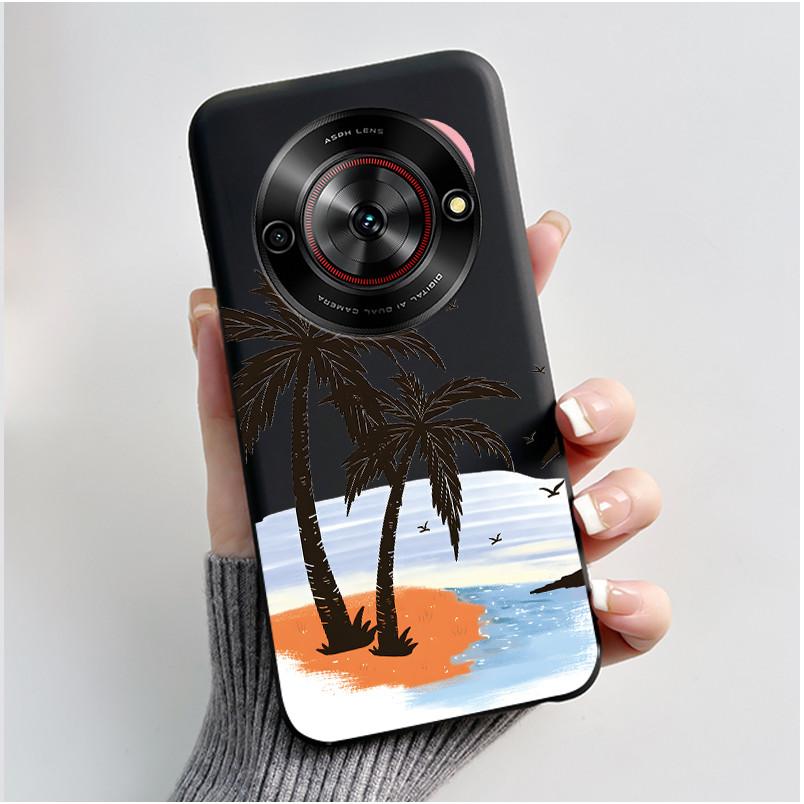 Милый Мультяшный Чехол Для ZTE Blade A75 5G/Nubia Focus 5G/Nubia Calf 5G Печатный Корпус Защитная Крышка Мягкий Силикон Черный Корпус