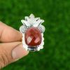 Carnelian Gemstone Sterling Silver Birthday Statement Bezel Elegant Ring Jewelry