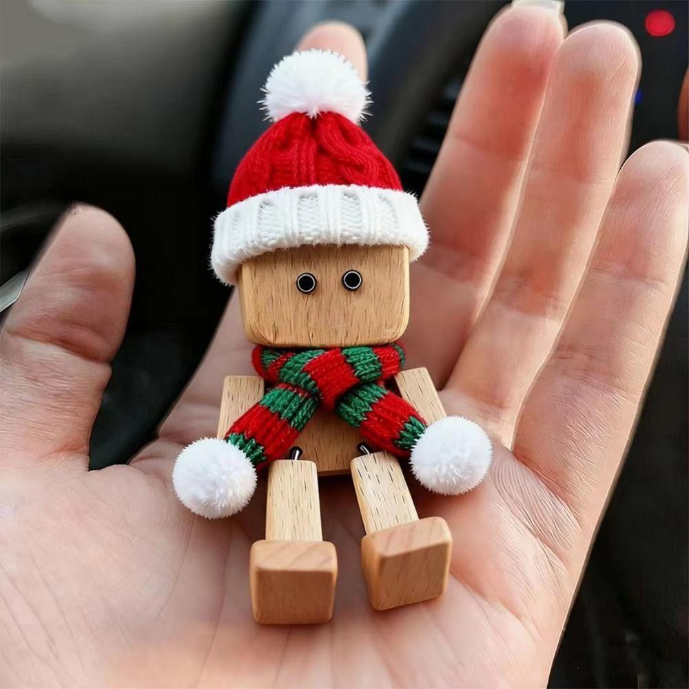 12 Expressions Christmas Shaking Wooden Man Mini Leg Shaking Wooden Figure Home