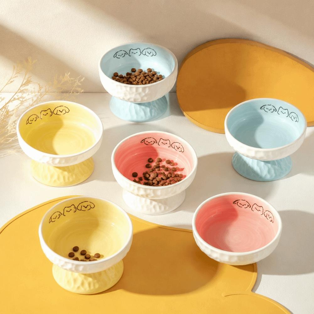 Ceramic Elevated Cat Bowl Anti-Vomiting Raised Pet Feeder Pet Food Water Bowl Pet Supplies