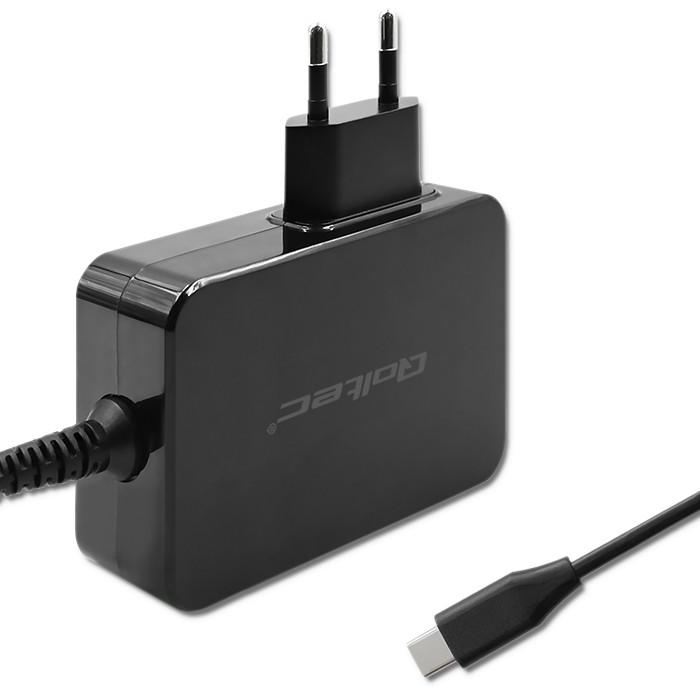 Qoltec GaN POWER PRO Charger | 1xUSB-C | 45W | 5-20V | 2.25-3A | Laptop | Smartphone | Black