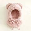 Thickened Kids Winter Beanie Knitted Thick Warm Balaclava Hooded Scarf Hat  Toddlers